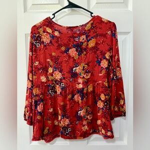 American Eagle Outfitters Red Floral Blouse